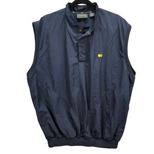 Masters Collection Mens Navy Blue Golf Wind Vest Pullover Masters Embroidered Lg